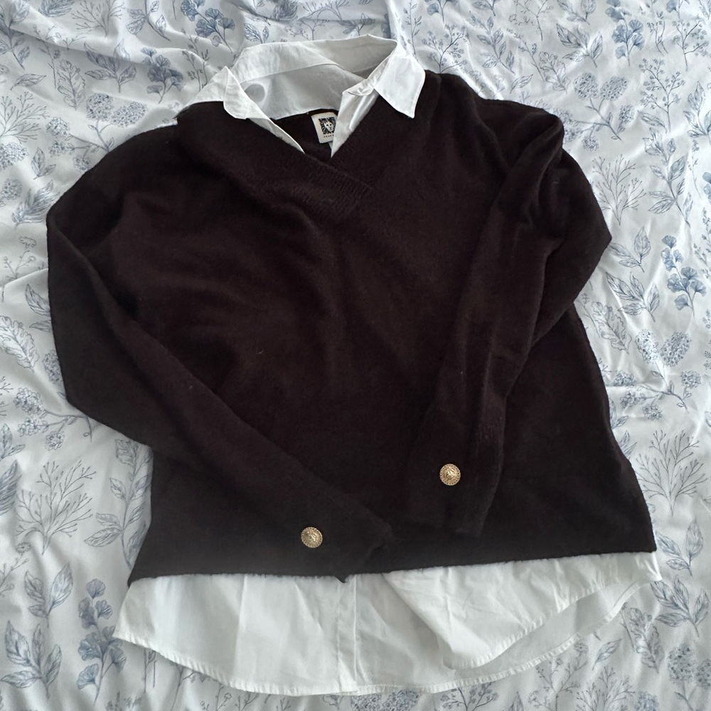 Anne Klein sweater with button up